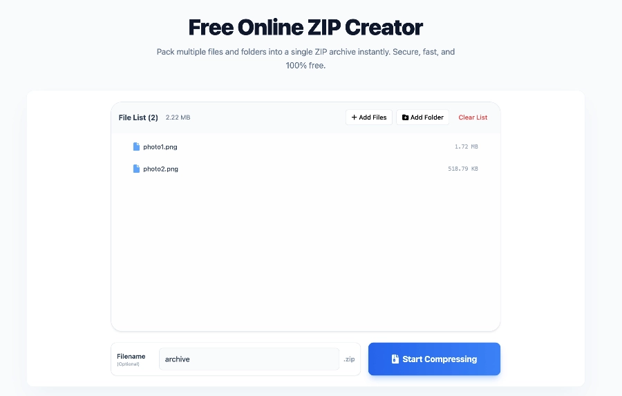 Steps to create zip online